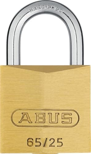 Image of ABUS Padlock Brass 65/25 - Suitcase Lock with Keys for Indoor and Outdoor - Solid Brass Lock Body - Hardened Steel Shackle - Ideal for Gym, Doors, Gates - ABUS Security Level 3