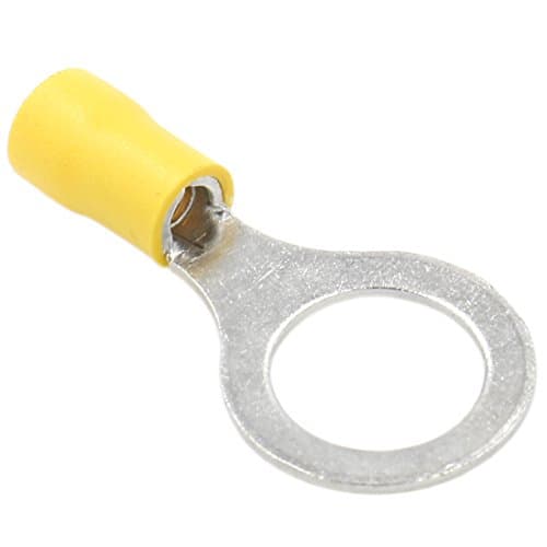 Image of Heschen Ring Terminal Crimp Connectors Vinyl Insulated Wire Electrical Connector RV5.5-12 Stud Size 1/2" for 4-6mm² (12-10 AWG) Yellow 100Pack