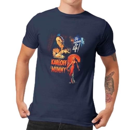 Image of Universal Monsters The Mummy Vintage Poster Men's T-Shirt - Navy M