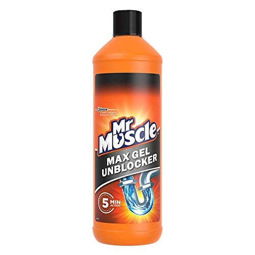 Image of Mr Muscle Max Gel Drain Unblocker, Bathroom & Kitchen Drain Cleaner, Heavy Duty Plughole, Sink, Bath Unblocker. 2 x 1 Liter