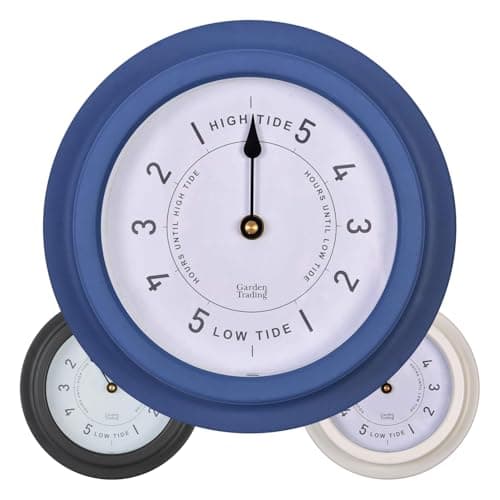 Image of CKB LTD Traditional Nautical Tide Clock Weather Resistant - Indoor and Outdoor - Battery Powered - Ideal Decor For Seaside Home or Caravan 22.7cm Steel (Lulworth Blue)