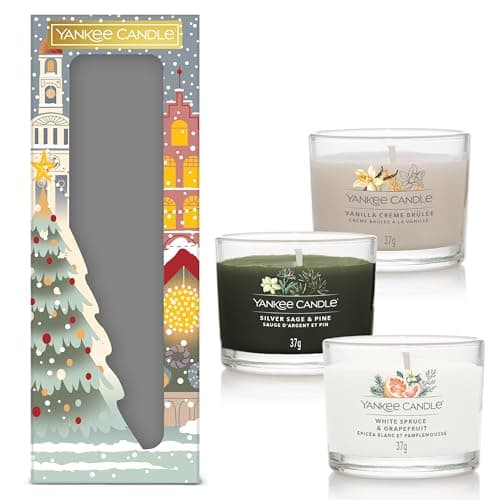Image of Yankee Candle Scented Candles Gift Set, 3 Mini Filled Votive Candles, Perfect Christmas Gifts for Women, Passport to The Holidays Collection, Signature