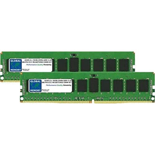 Image of 32GB (2 x 16GB) DDR4 3200MHz PC4-25600 288-PIN ECC REGISTERED DIMM (RDIMM) MEMORY RAM KIT COMPATIBLE WITH SERVERS/WORKSTATIONS/MOTHERBOARDS (*NOT FOR PCs*)