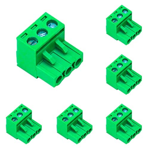Image of Tcenofoxy 6 Pcs 5.08mm 3 Pin Phoenix Type Connector Green PCB Screw Terminal Block 3 Pole