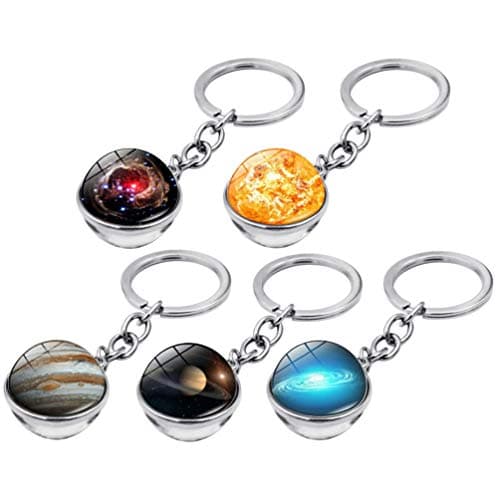 Image of Toyvian 5pcs Creative Keyring Star Gem Sky Planet Keychain for Boys and Girls, Mixed Pattern, Zinc Alloy, Assorted Colors, 7.5 X 2 X 2 Cm, Ideal for Decoration and Party Favors