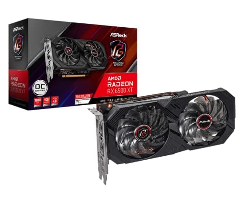 Image of Asrock Radeon RX 6500 XT Phantom Gaming 4GB OC GDDR6 Graphics Card, RDNA2, AMD FidelityFX, 1024 Streams, 2820MHz Boost