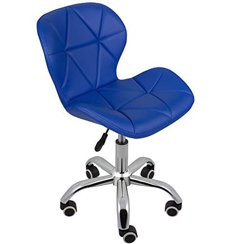 Image of Charles Jacobs Home Office Swivel Computer Desk Chair with a Height Adjustable Chrome base and Wheels - Blue PU