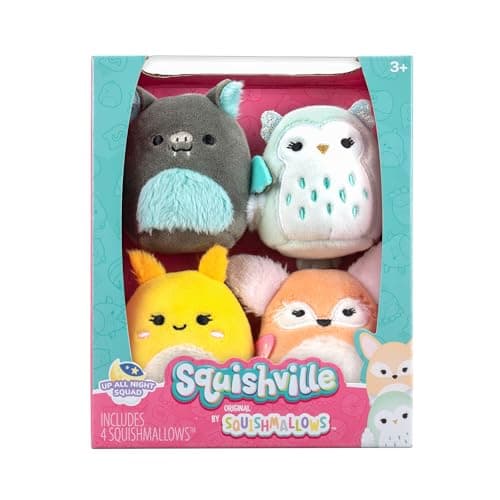 Image of Squishville by Original Squishmallows Up All Night Squad Plush - Four 2-inch Squishmallows Plush Including Miry, Aldous, Petrina, and Pace - Toys for Kids
