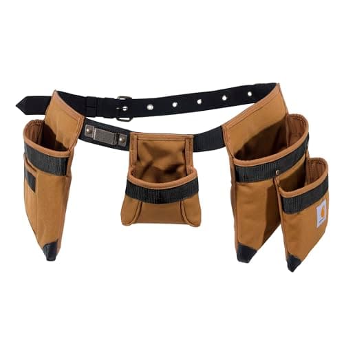 Image of Carhartt Padded Tool Belt, Rugged Tool Belt with Tool & Fastener Storage Pockets, 7 Pockets, Carhartt Brown
