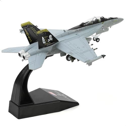 Image of NUOTIE 1/100 F/A-18 Super Hornet Diecast Metal Fighter Jet Model Kits Pre-build Replica 1943-2018 Jolly Roger Livery Military For Display Collection or Gift