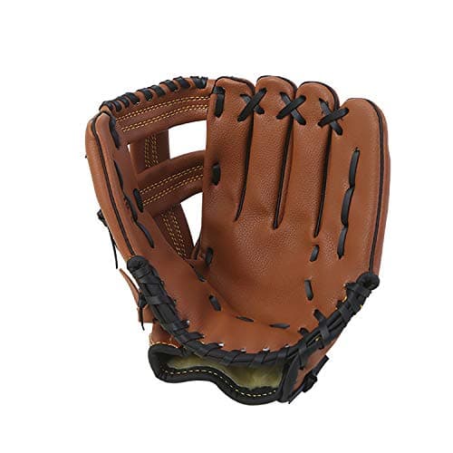 Image of ZYYRSS Baseball Glove Sports Batting Gloves with Soft Solid PU Leather Thickening Pitcher Softball Gloves 12.5 inch for Youth Adults Left Hand Glove (Brown)