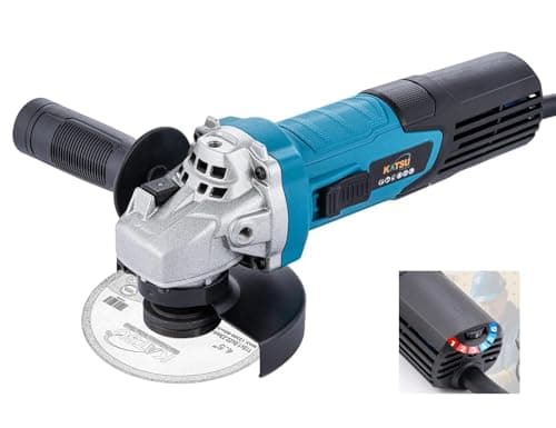 Image of KATSU Tools Corded Angle Grinder 115mm 750W, Slim Body, Variable Speed, for Masonry Concrete Tile Metal Steel Grinding Polishing 100186