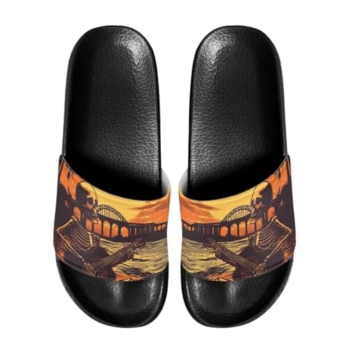 Image of Ocwfudsx Open-toe Sliders for Mens House Slide Sandals, Soft Upper, Non-Slip Sole, Light, Ideal for Beach Pool Shower