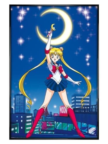 Image of Grindstore Sailor Moon Maxi Poster - Gloss Black Framed - Framed Poster Print, Wall Decor/Art, Home Gift Idea, For Living Room, Bedroom, Home or Office Display