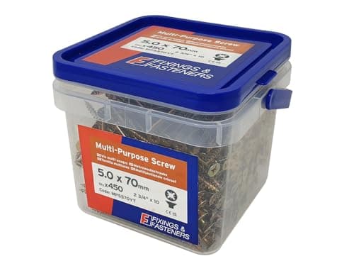 Image of Multi-Purpose Pozi Compatible Screw CSK ST ZYP 5.0 x 70mm Tub 450