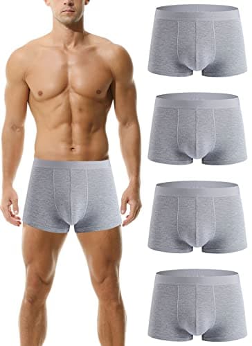 Image of HOEREV Men's Bamboo Fibre Boxer Shorts Trunks Underwear, Pack of 4, 4 Grey, M