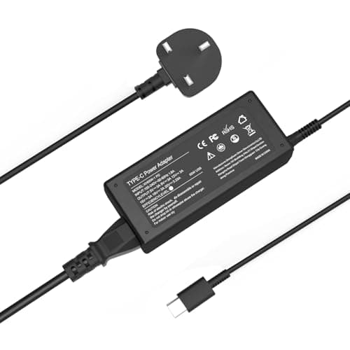 Image of Byprlvps Universal 65W USB C Laptop Charger for Lenovo Thinkpad/Yoga/Chromebook UK Type C Computer, HP Acer Asus Dell Latitude XPS 13 Series, Fast Type C AC Adapter Power Cord UK