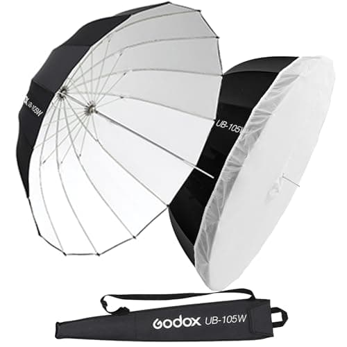 Image of Godox UB-105W 41.3" / 105cm Parabolic Deep Reflective Umbrella White Inner Studio Soft Light Umbrella with Withe Diffuser Cover for Photography Video Studio Shooting (UB105W, 41.3")