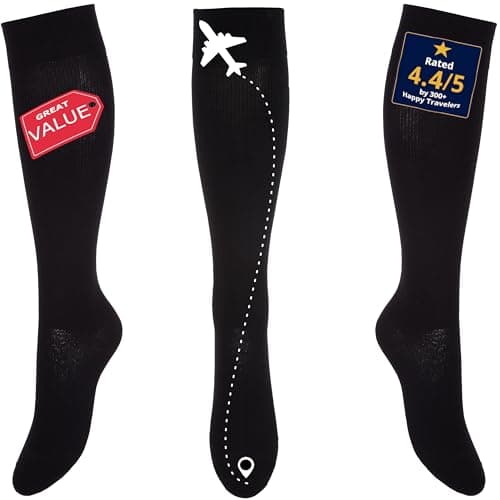Image of Kensington Flight Socks for Women & Mens Socks – Black Cotton Travel Sock for Long Haul Flights – Anti-DVT Stockings for Flying & Work Comfort