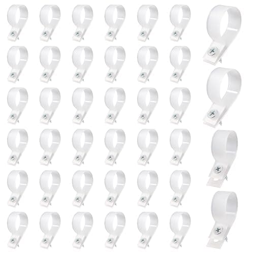 Image of VooGenzek 40 PCS 1 Inch R-Type Cable Clip Wire Clamp, Nylon Screw Mounting Cord Fastener Clips with 40 PCS Screws, for Wire Management (White)