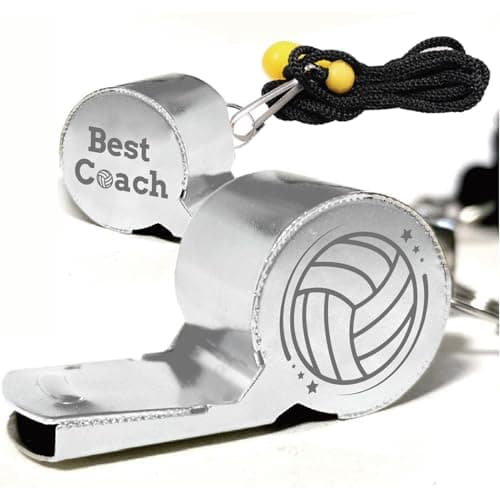 Image of CREATCABIN 1 Box Volleyball Whistles Best Coaches Whistle Silver Metal Stainless Steel Sports Teaches Loud Clear Sound Referee Gear with Lanyard for Officials Training Outdoor 1.8" x 0.7" x 0.9"