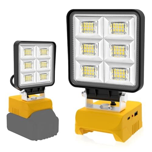 Image of T-SUN Cordless Work Light Compatible with Dewalt 18V/20V Battery Wide Beam 48W Spotlight with Low Voltage Protection & USB-C Charging 5200LM for Jobsite Emergency Workshop Garage (No Battery)