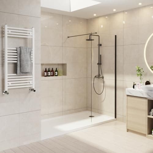 Image of NRG 760 x 1950mm Matte Black Framed Wetroom Screen Panel