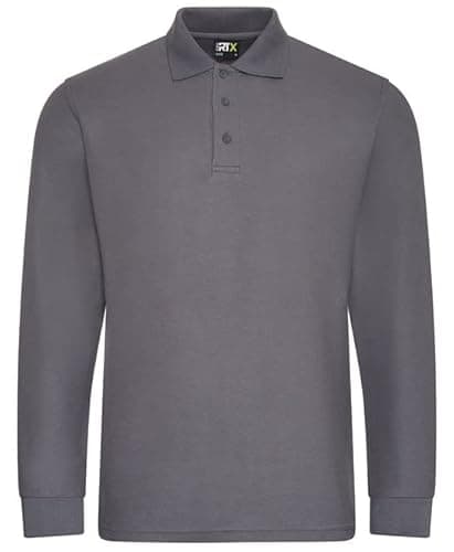 Image of PRORTX RX102 Mens Long Sleeve Pique Polo Shirt - Solid Grey - M