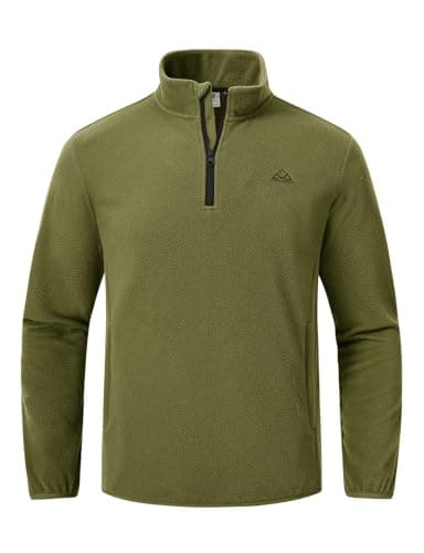 Image of YSENTO Mens Fleece Jacket Half Zip Micro Fleece Lightweight Warm Winter Outdoor Hiking Walking Tops(Green,M)