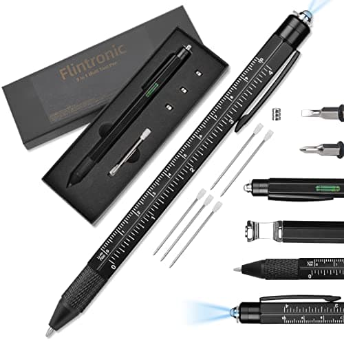 Image of flintronic Gifts for Men, Stocking Fillers for Men, 8 in 1 Multi Tool Pen, Secret Santa Gift for Mens, Dad Christmas Gifts for Him, Birthday Gift for Fathers Day Birthday Anniversary Teenage Boys