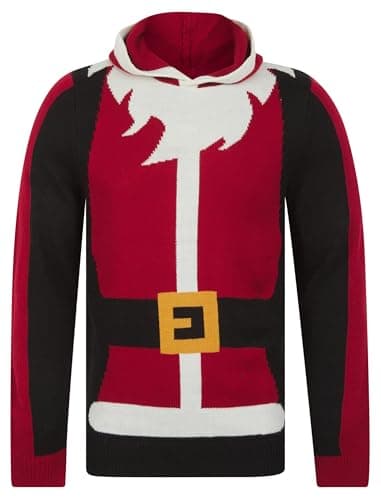 Image of shelikes Mens Christmas Jumper Ugly Sweatshirts Novelty Knitwear Top Long Sleeve Sweaters | Xmas Jumpers | Santa Sweatshirt | Festive Sweater (Xmas Red, XXL)