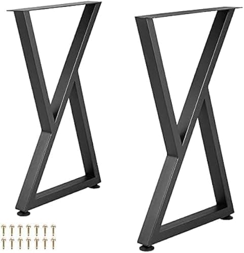 Image of Aptliton Table Legs Set of 2 — Heavy Duty Industrial x‑Shaped Adjustable Height Metal Table Legs, Black Powder Coated Steel Bench Legs for Desk Dining Table Breakfast Bar