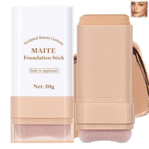 Image of Lightweight Matte Foundation Stick – Waterproof Long-Lasting Cream Concealer & Skin Tint Stick with Built-In Brush, Full Coverage Makeup for Smooth Natural Finish and Mature Skin Comfort (#4 Wheat)