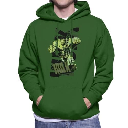 Image of All+Every Marvel The Incredible Hulk Text Art Men's Hooded Sweatshirt Bottle Green