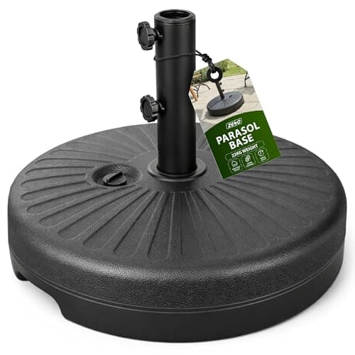 Image of ZENO Parasol Base 22KG | Garden Umbrella Base | Parasol Weights | Heavy Duty Garden Parasol Stand | Fill With Water or Sand | Round Weight Stand for Cantilever, Sun, Umbrella | Black