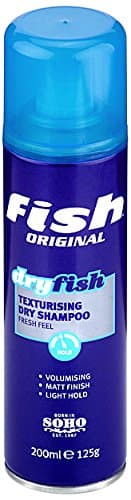Image of FISH Original Dryfish Texturising Mens Dry Shampoo 200ml Refresh Hair Between Washes for Thick, Thin, Short & Medium Length Hair. Stylist & Barber Used. Matt Finish, Light Hold, Adds Volume & Texture.