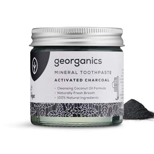 Image of Georganics Mineral Toothpaste - 60ml - Activated Charcoal - Fluoride, SLS & Glycerine Free - Non-Foaming Natural Toothpaste with Virgin Coconut Oil - Certified Cosmos Natural, Vegan and Cruelty-Free