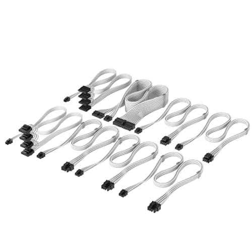 Image of Corsair Elite Premium Type 4 Individual Sleeved PSU Cable Pro Kit – Low-Profile Cable Combs, Triple-Mesh Paracord Sleeve, Compatible Type 4 PSUs – White