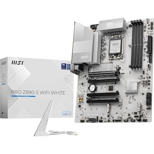 Image of MSI PRO Z890-S WiFi White Motherboard, ATX - Supports Intel Core Ultra Processors (Series 2), LGA 1851 - DDR5 Memory Boost (8600+ MT/s OC), PCIe 5.0 x16 & 4.0 x16, M.2 Gen5, Wi-Fi 7, 2.5G LAN