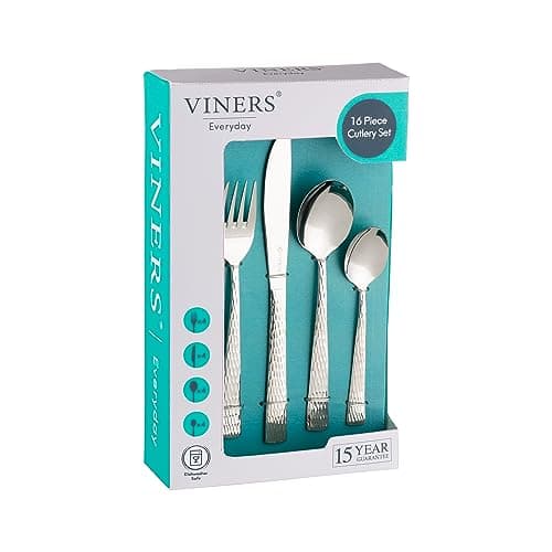 Image of Viners Everyday Glisten 16 Piece 18/0 Silver Stainless Steel Cutlery Set (Packaging May Vary)