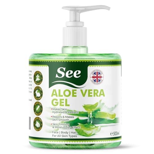 Image of Organic Aloe Vera Gel for Face, Hair and Body - 99.75% Pure, Natural Soothing Hydrating Moisturiser Aloe Gel Rich in Vitamins - Great as After Sun Lotion for All Skin Types (500 ml).