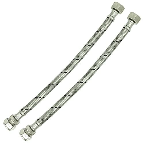 Image of 2X Reeds 15mm x 1/2inch Flexi 300mm Flexible Braided Tap & Inlet Valve Connector Pack of 2 WRAS Approved