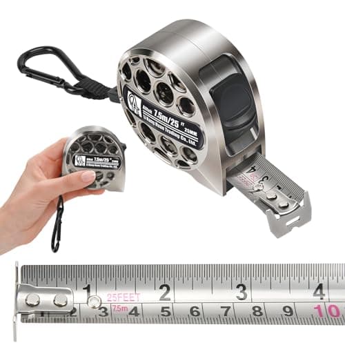 Image of Alftek Stainless Steel Tape Measure, Laser Scale Measuring Tape, Metric/Imperial System, Retractable Hollow Tape Measure, Industrial Grade Rust and Corrosion Resistant Tape (7.5m 25mm)