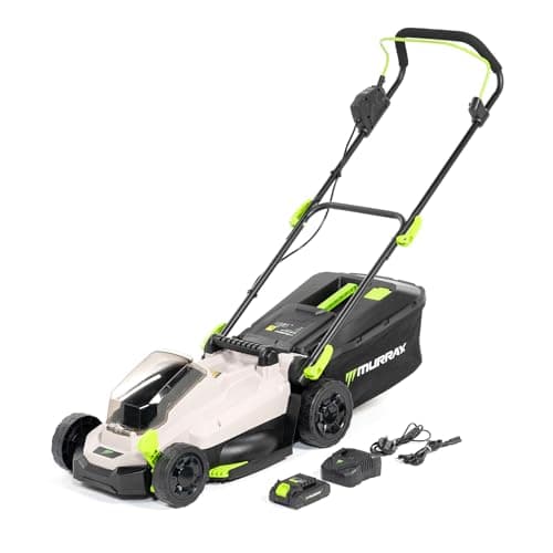 Image of Murray Battery Cordless Lawnmower 20V Li-Ion with Induction Motor (2900/min) MU-BAT-LM33-KIT – 33 cm Cutting Width, 5-Stage Height Adjustment, 32L Catch Bag – Mulching & Rear Discharge