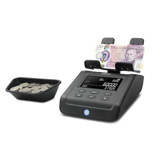 Image of Safescan 6165 Money Counting Machine That Value Counts Coins and Banknotes - Coin Counter with Automatic Coin Roll Recognition - Money Scale for Quick and Easy Cash Drawer Counting
