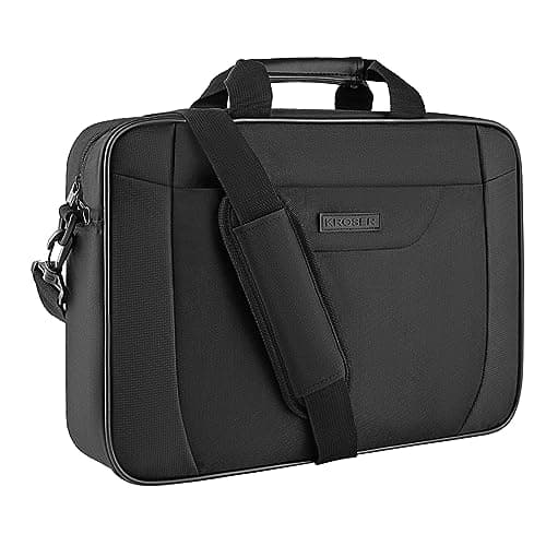 Image of KROSER Laptop Bag 15.6 Inch Briefcase Laptop Shoulder Messenger Bag Water-Repellent Lightweight Urban Office Bag Business Carrying Handbag School Computer Bag for Men/Women-Black