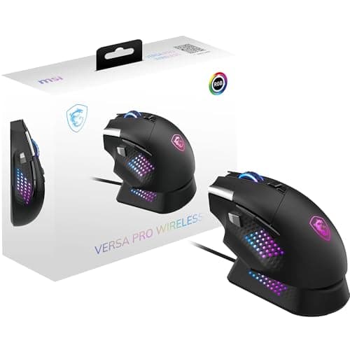 Image of MSI VERSA PRO WIRELESS Gaming Mouse - 26000 DPI Optical Sensor, 1000Hz polling rate, Right-Handed, 70M+ Click OMRON Optical Switches, 13 Buttons, 80-Hour Battery, 1ms Latency, 97g - Wired/Wireless