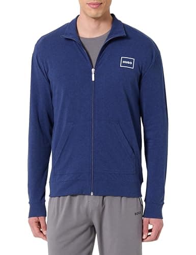 Image of HUGO Men's Laze Zip Jacket 10261152 01 Loungewear, Dark Blue, L