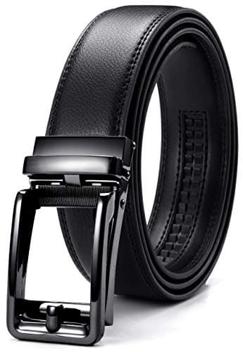 Image of CHAOREN Ratchet Belt - Mens Dress Belt 1 3/8" Comfort Click - Micro Adjustable Fit Everywhere, Anthracite - Black, 32" to 38" Waist Adjustable