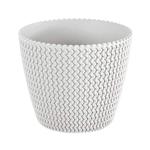 Image of Prosperplast ZA547 Splofy Planter, Knitted Effect, White, 26 cm